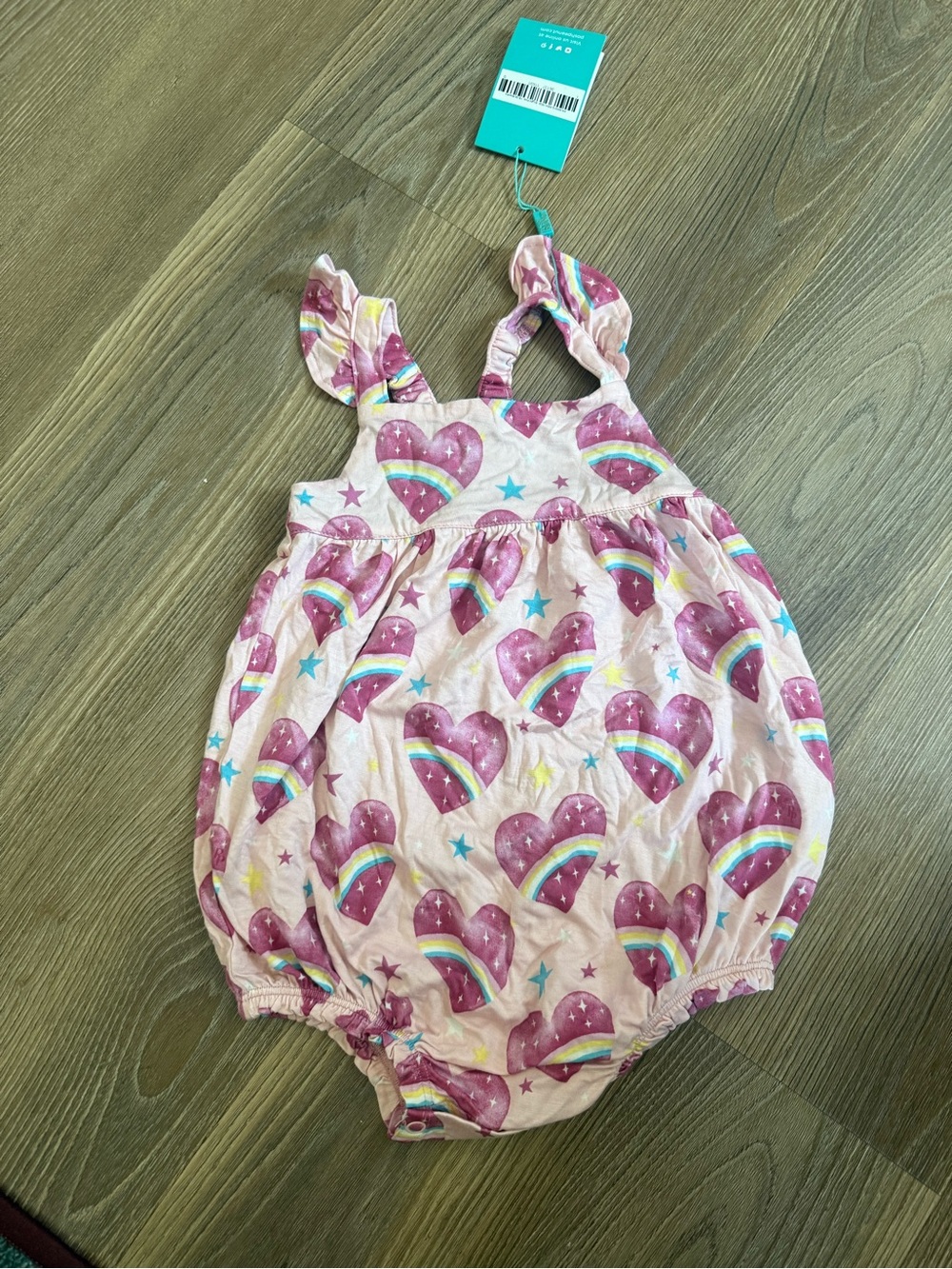 NWT Posh Peanut Rainbow Hearts Bubble Romper - 18-24m